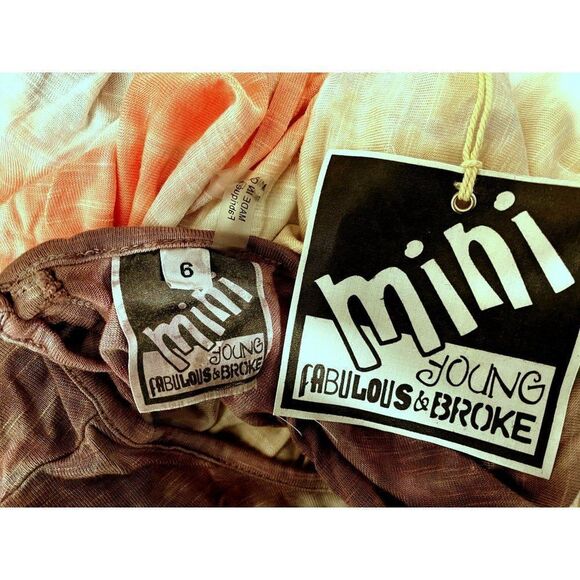 Mini Young Fabulous & Broke Girls Sz 6 Taupe & Peach Long Sleeve Romper NEW - Picture 2 of 2